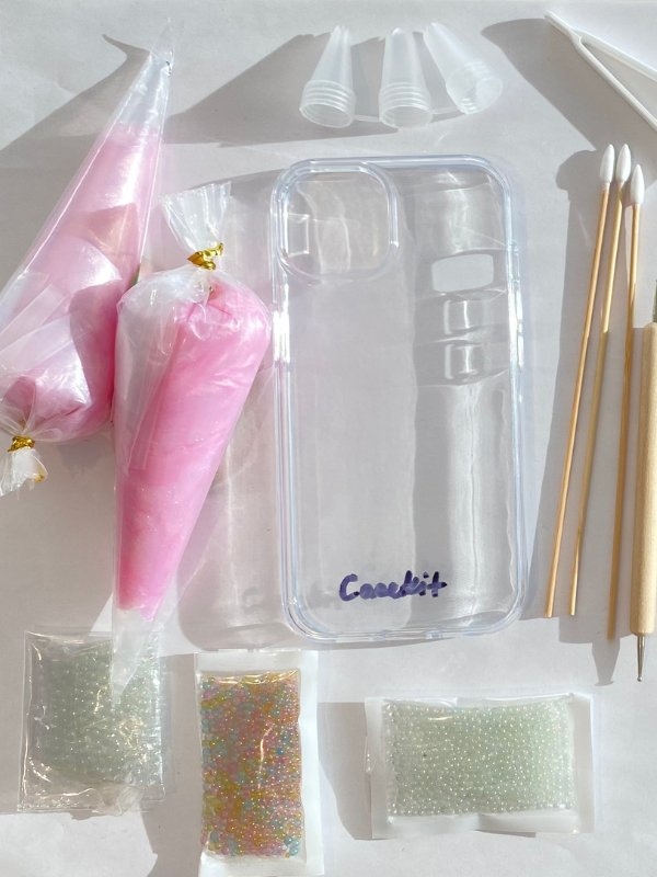 Jumbo Phone Case Decorating Kit - Cotton Candy 🍭  (all 3 colors charms mix 🧊 🫐 🍓)