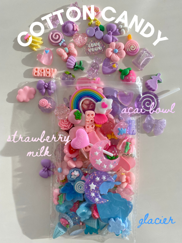 Jumbo Phone Case Decorating Kit - Cotton Candy 🍭  (all 3 colors charms mix 🧊 🫐 🍓)